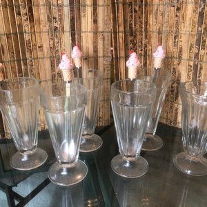 Milkshake Glasses and Spoons